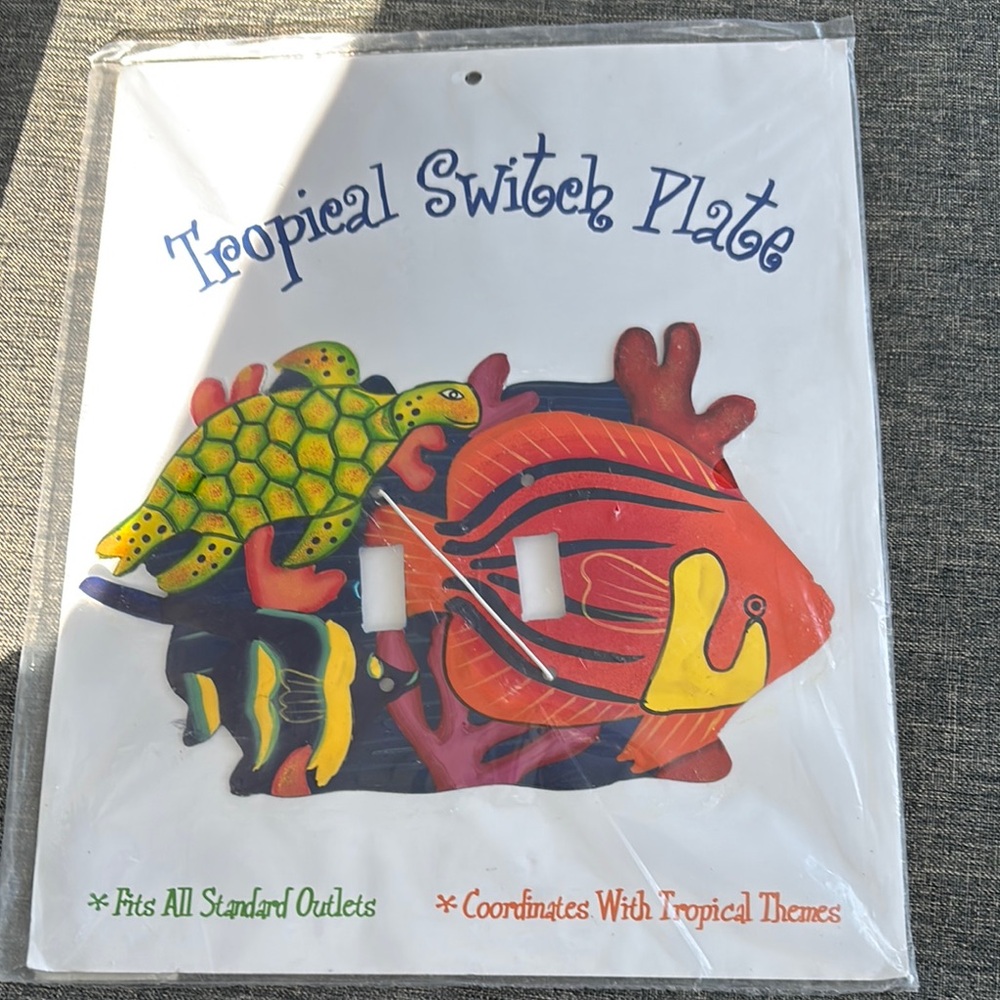 Hand painted tropical theme Yellow and Red Art & Decals double light plate